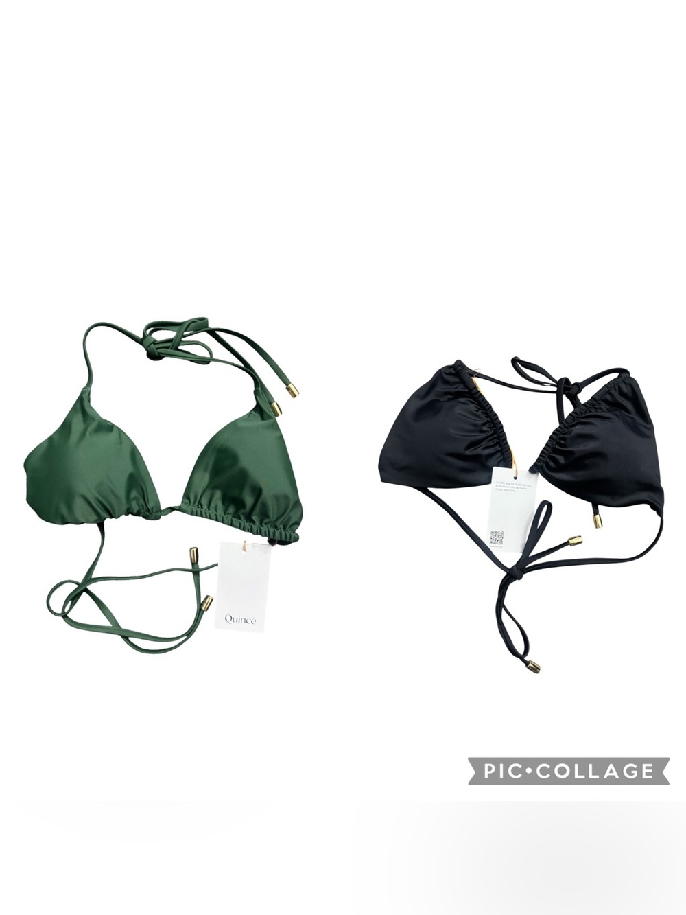 Quince Italian Triangle Bikini Tops Lot Of 2 Size Small.